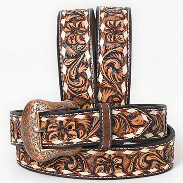 Premium Quality Floral Hand Carved Western Leather Men And Women Belt Brown